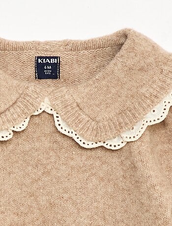 Jersey de punto suave con cuello bordado