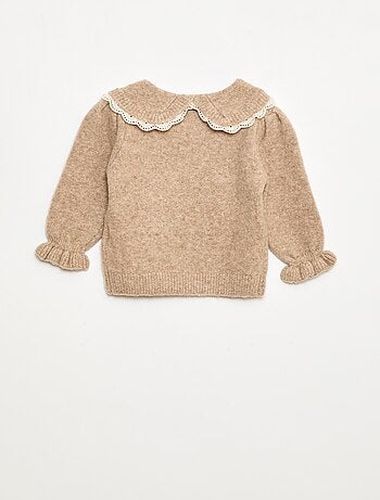 Jersey de punto suave con cuello bordado