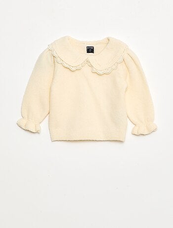 Jersey de punto suave con cuello bordado