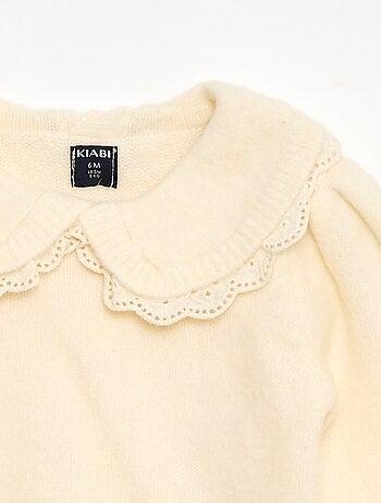 Jersey de punto suave con cuello bordado