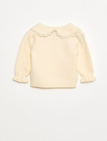 Jersey de punto suave con cuello bordado