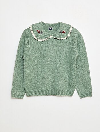 Jersey de punto suave con cuello Claudine