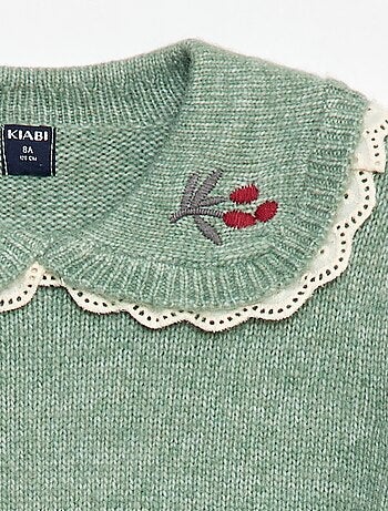 Jersey de punto suave con cuello Claudine
