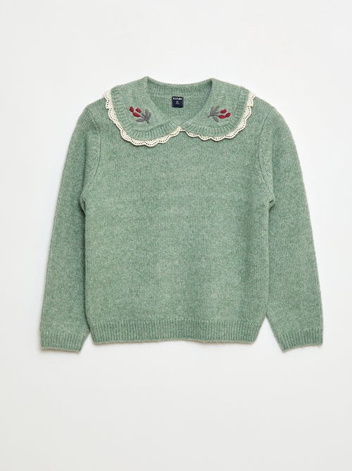 Jersey de punto suave con cuello Claudine - Kiabi