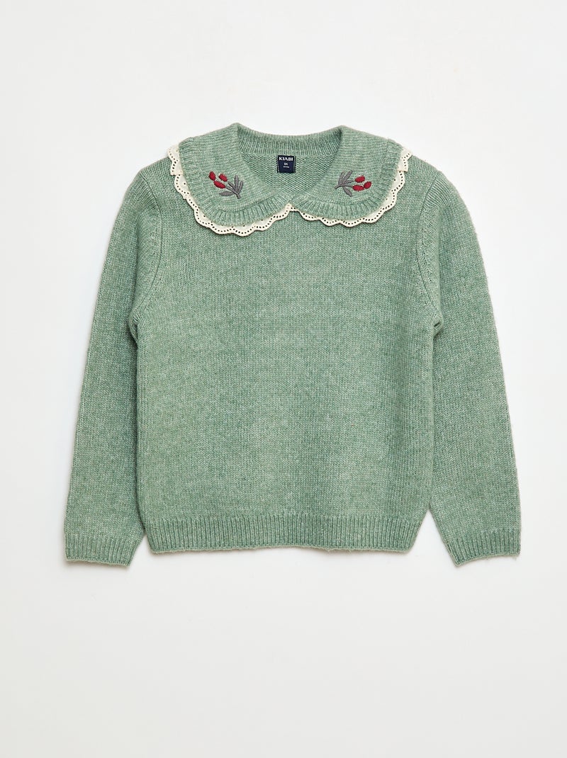 Jersey de punto suave con cuello Claudine Azul - Kiabi