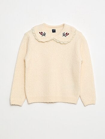 Jersey de punto suave con cuello Claudine