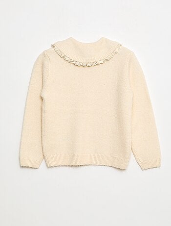 Jersey de punto suave con cuello Claudine