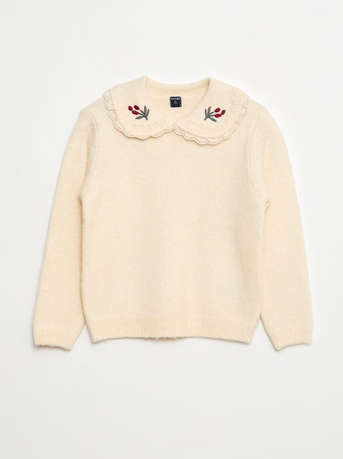 Jersey de punto suave con cuello Claudine - Kiabi