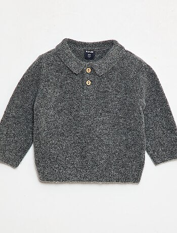 Jersey de punto suave con cuello polo abotonado