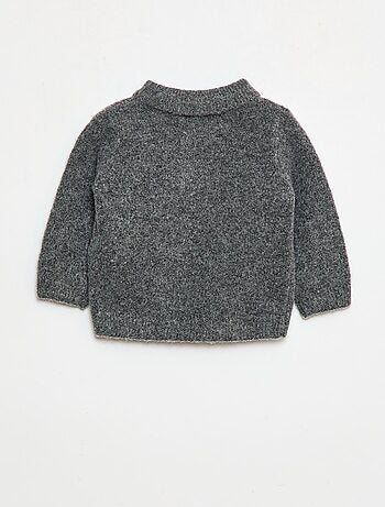 Jersey de punto suave con cuello polo abotonado