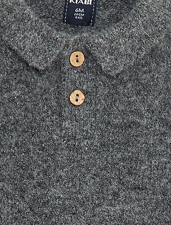 Jersey de punto suave con cuello polo abotonado