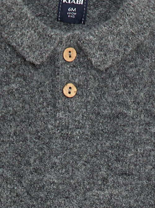 Jersey de punto suave con cuello polo abotonado - Kiabi