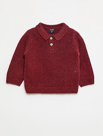 Jersey de punto suave con cuello polo abotonado