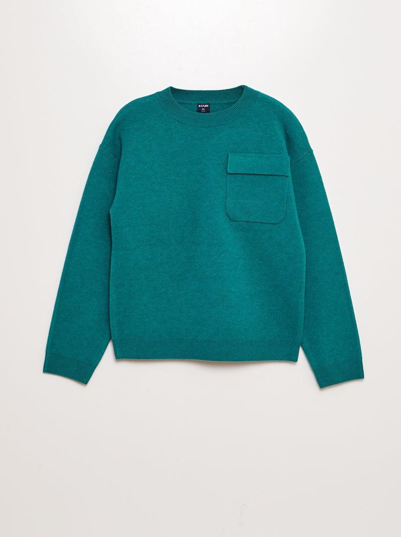 Jersey de punto suave con cuello redondo VERDE - Kiabi