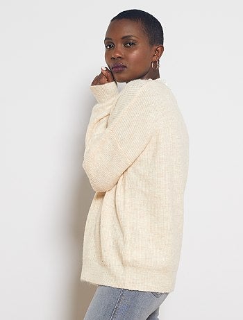 Jersey de punto suave cuello victoriano - Kiabi