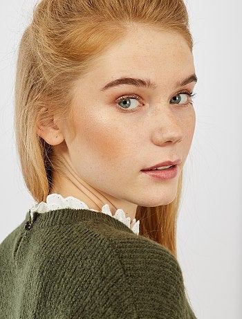 Jersey de punto suave cuello victoriano - Kiabi