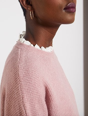 Jersey de punto suave cuello victoriano - Kiabi