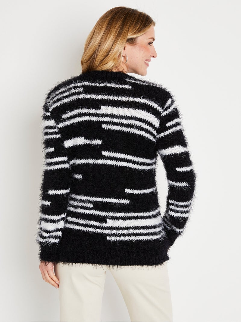 Jersey de punto suave efecto pelo - Afibel Negro Crudo - Kiabi