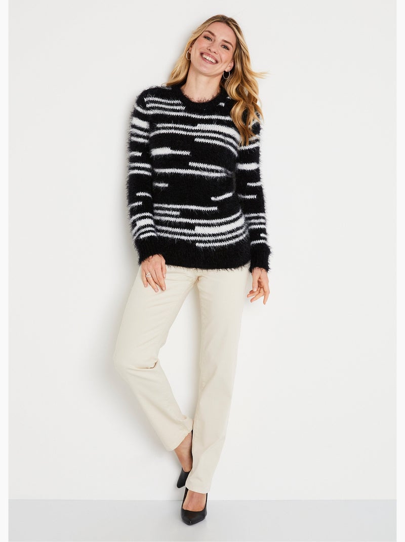 Jersey de punto suave efecto pelo - Afibel Negro Crudo - Kiabi