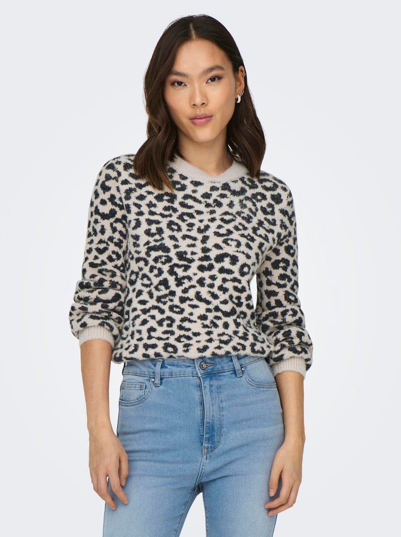 Jersey de punto suave leopardo 'JDY' BEIGE - Kiabi