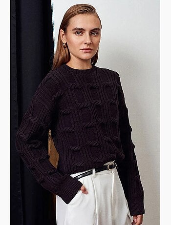Jersey de punto texturizado con cuello redondo dilvin