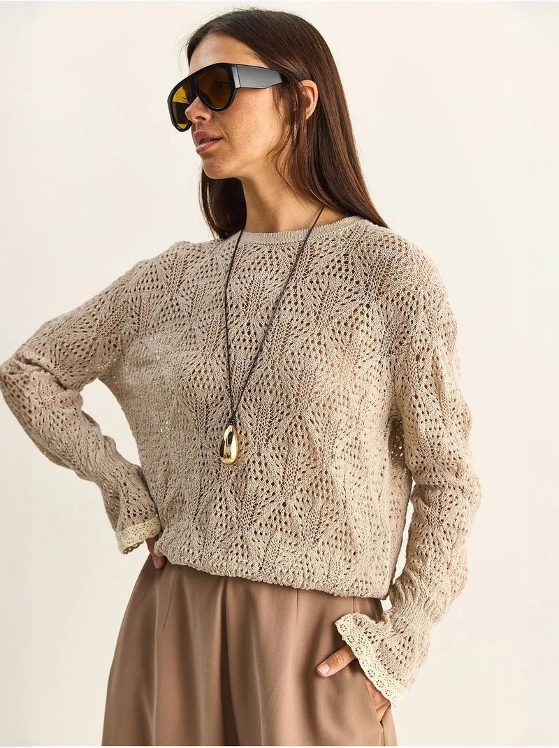 Jersey de punto texturizado con cuello redondo y volantes lucci Arena - Kiabi