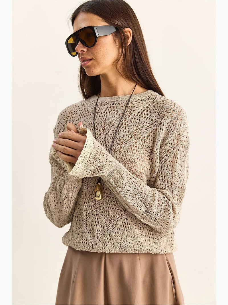 Jersey de punto texturizado con cuello redondo y volantes lucci Arena - Kiabi