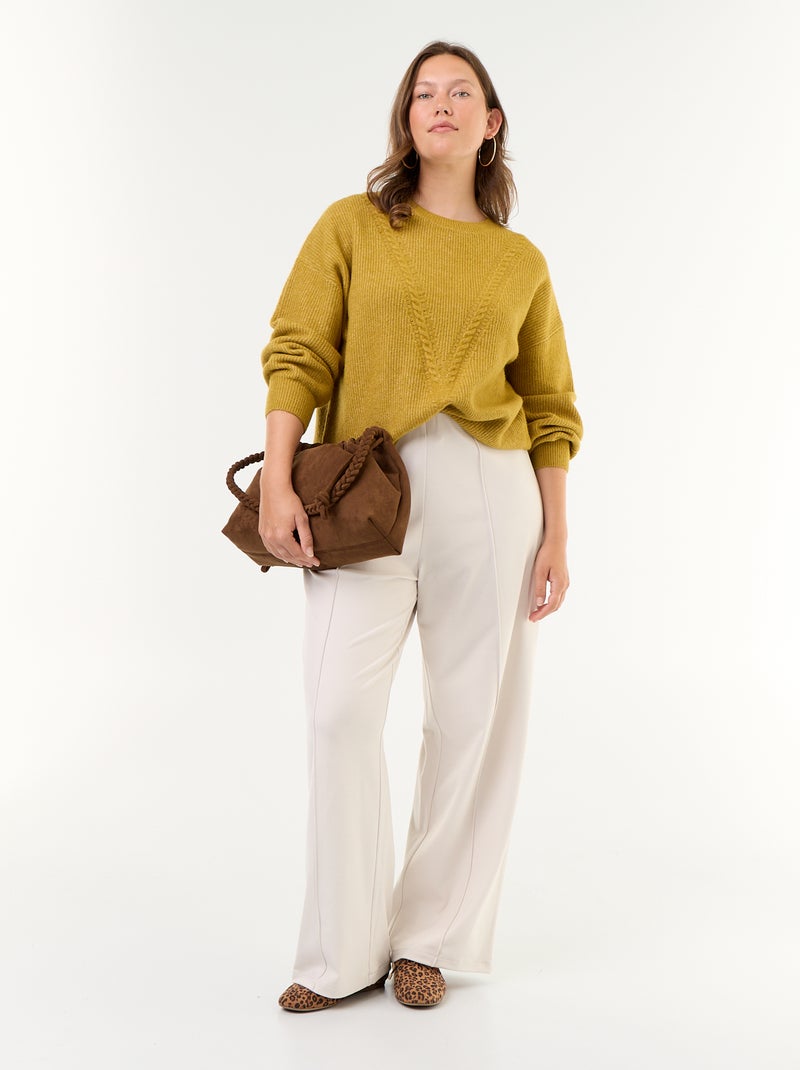 Jersey de punto trenzado Amarillo - Kiabi