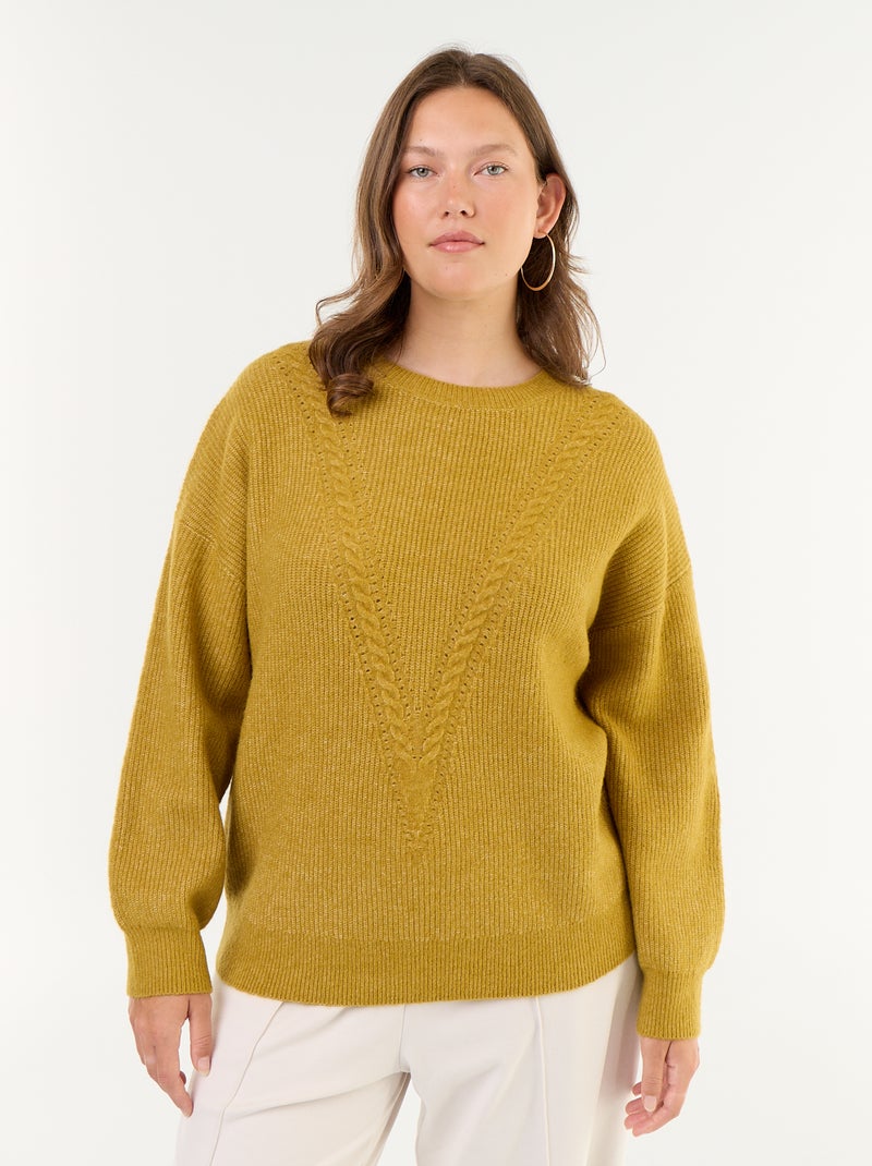 Jersey de punto trenzado Amarillo - Kiabi