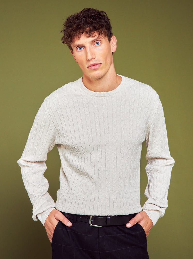 Jersey de punto trenzado Beige - Kiabi
