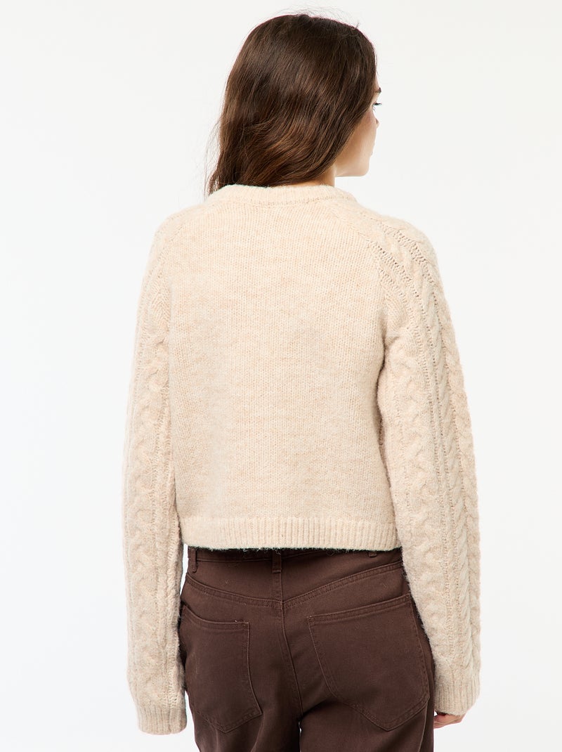 Jersey de punto trenzado Beige - Kiabi