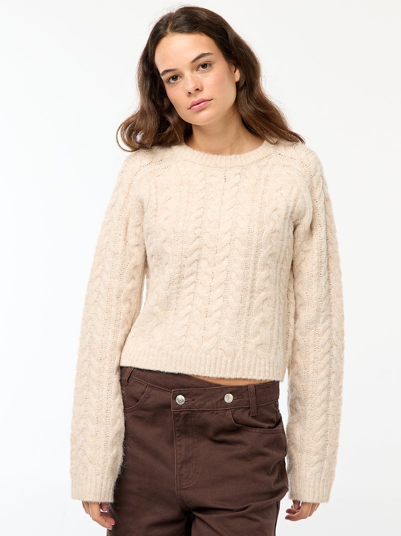Jersey de punto trenzado Beige - Kiabi