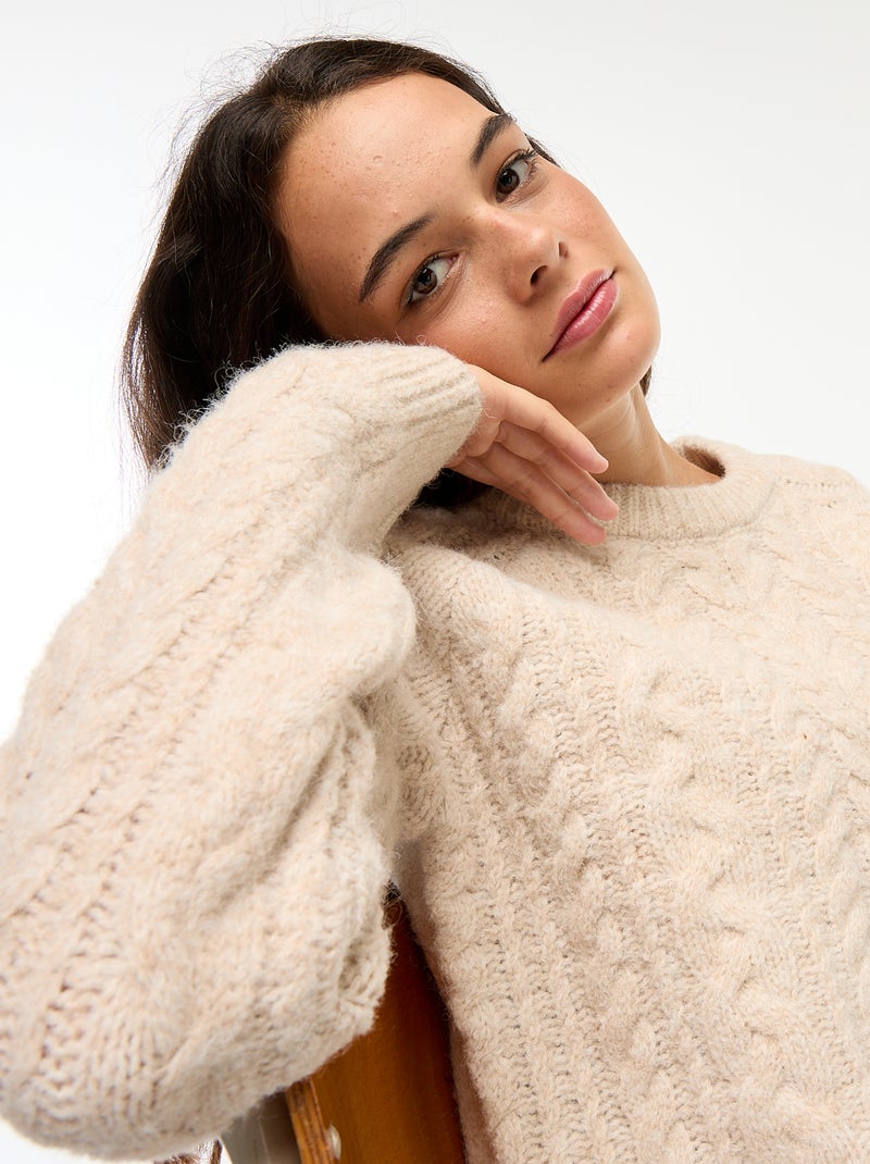 Jersey de punto trenzado Beige - Kiabi