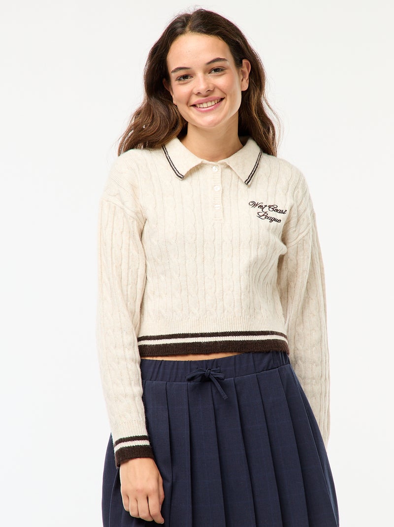 Jersey de punto trenzado Beige - Kiabi