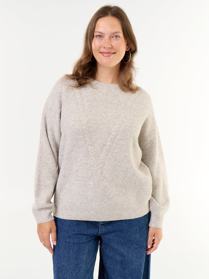 Jersey de punto trenzado Beige - Kiabi