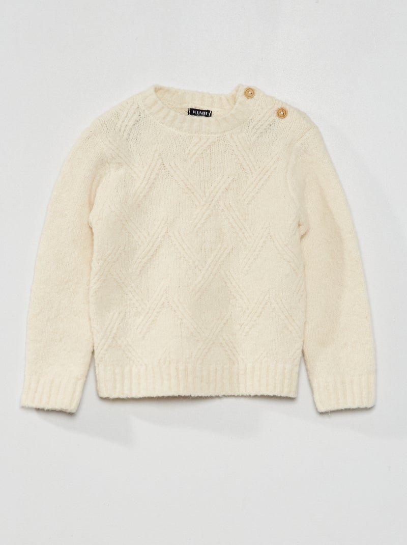 Jersey de punto trenzado Blanco - Kiabi