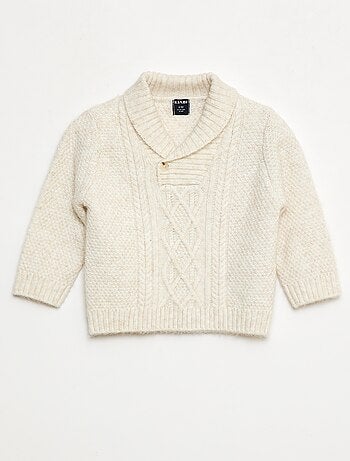 Jersey de punto trenzado con cuello chal