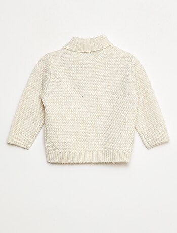 Jersey de punto trenzado con cuello chal