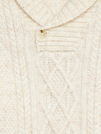 Jersey de punto trenzado con cuello chal