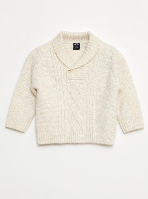 Jersey de punto trenzado con cuello chal - Kiabi