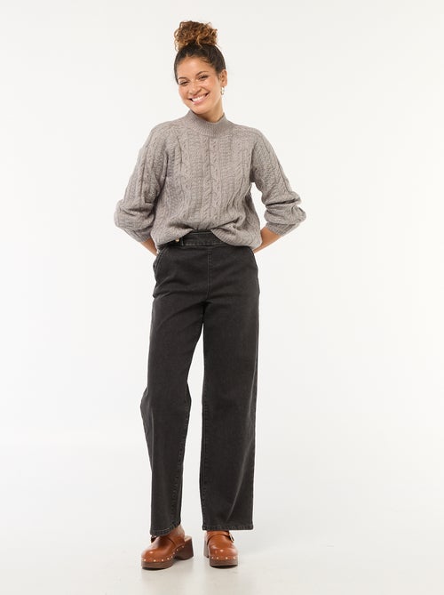 Jersey de punto trenzado con cuello redondo alto - Kiabi