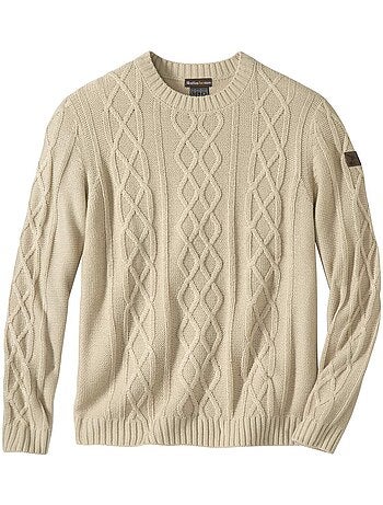 Jersey de punto trenzado con cuello redondo country man