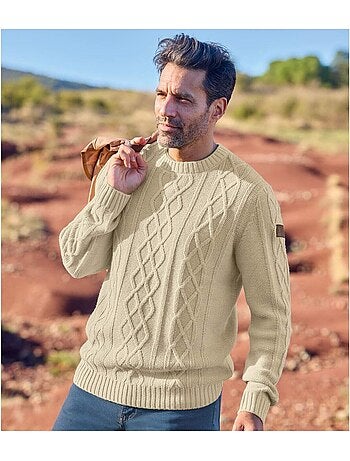 Jersey de punto trenzado con cuello redondo country man