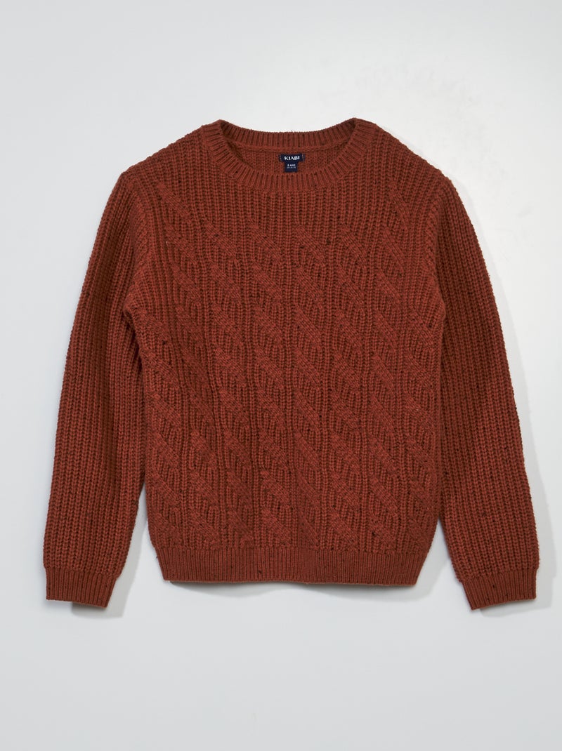 Jersey de punto trenzado marrón - Kiabi