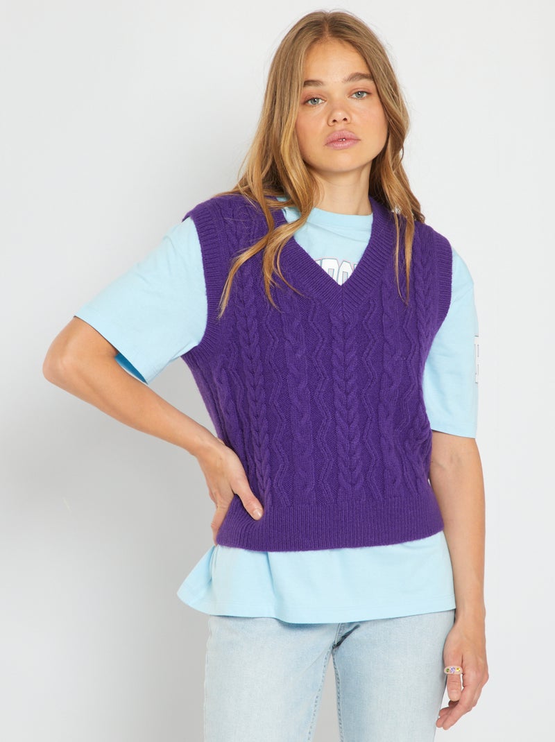 Jersey de punto trenzado PURPURA - Kiabi