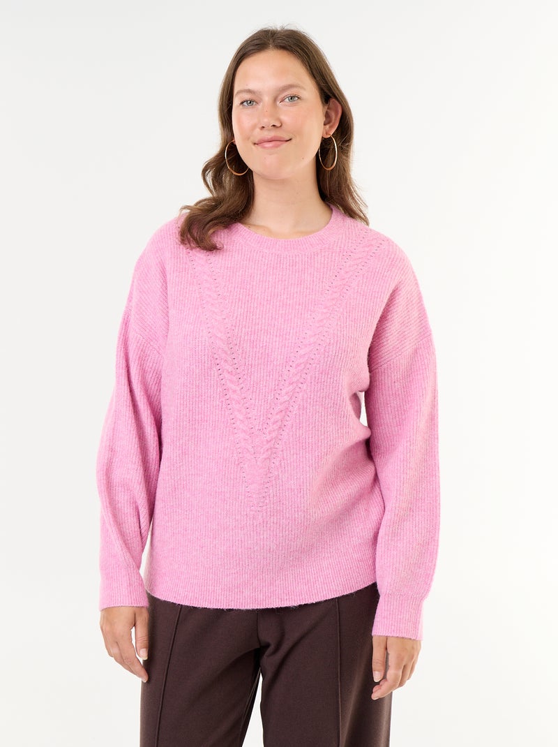 Jersey de punto trenzado Rosa - Kiabi