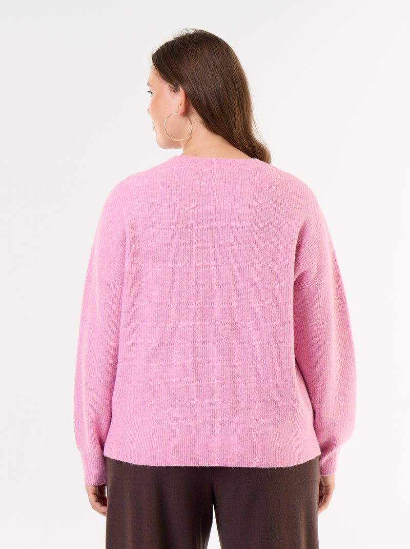 Jersey de punto trenzado Rosa - Kiabi