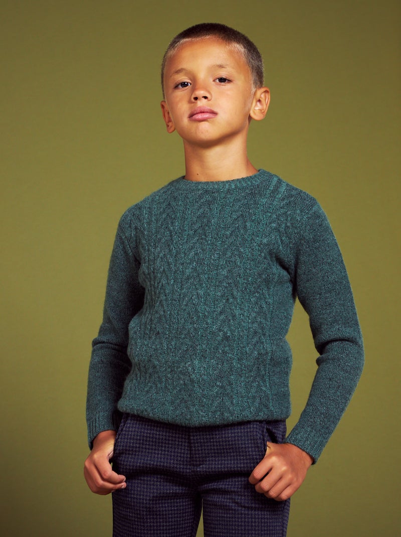 Jersey de punto trenzado VERDE - Kiabi