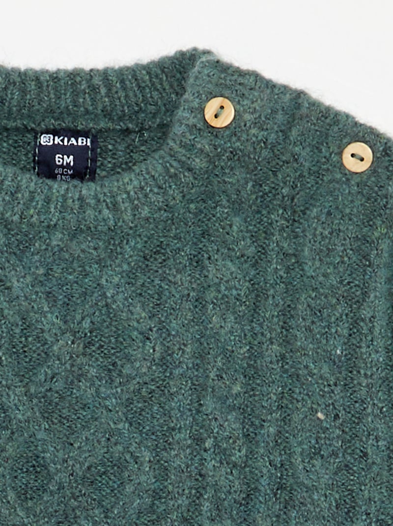 Jersey de punto trenzado Verde - Kiabi