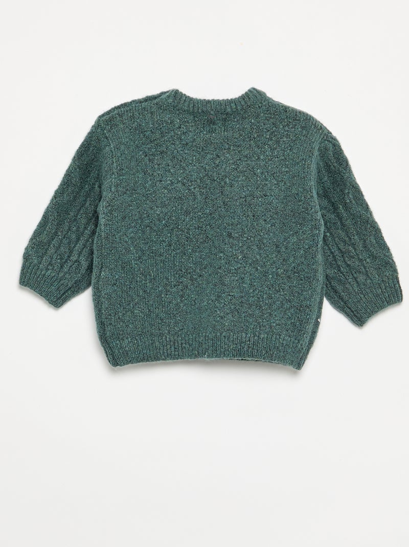 Jersey de punto trenzado Verde - Kiabi